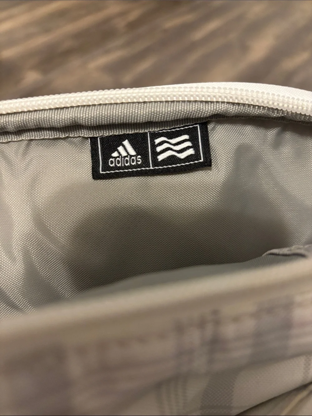 adidas White and Light Gray Plaid Messenger Bag / golf bag unisex